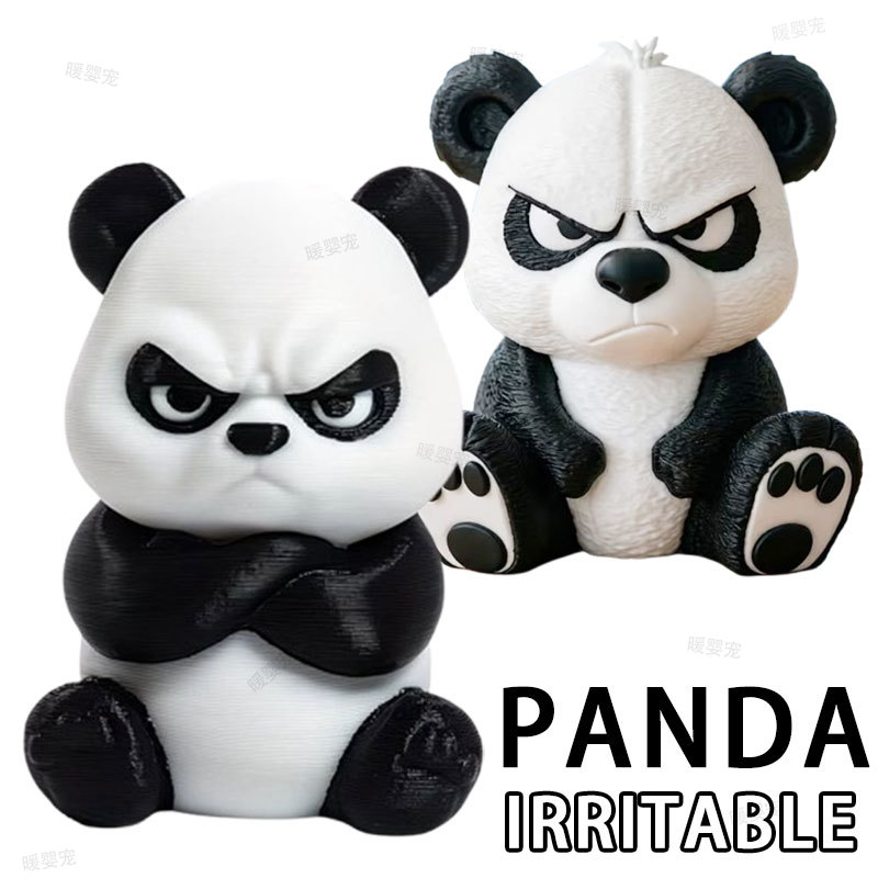 Car Accessories Oman - 3D Car Figurine Irritable Panda Ornament