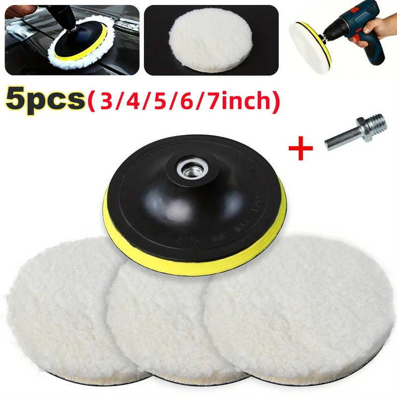 Car Wax Polishing Pad - 5PCS 7/6/5/4/3inch Car Polishing Waxing Buffing