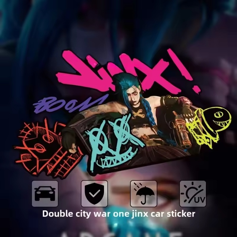 Car Accessories Toy - Arcane Jinx Graffiti Reflective Car Sticker