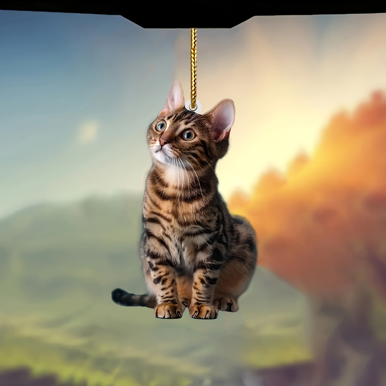 Car Accessories Xmas - 3pcs 2D Flat Cat Acrylic Pendant